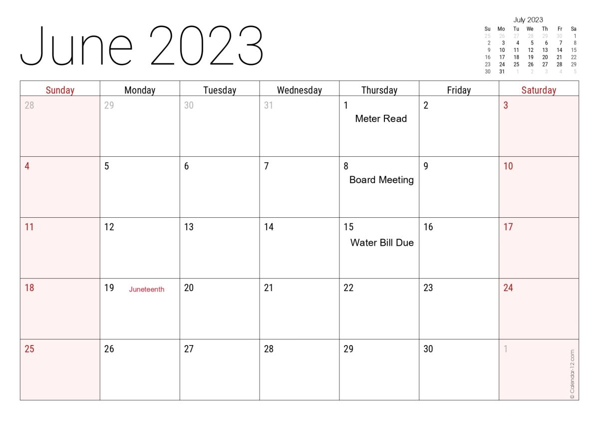 June 2023 Calendar